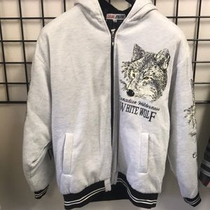 NWT Canada Athletics White Wolf Quilt Lined Jacket Size M